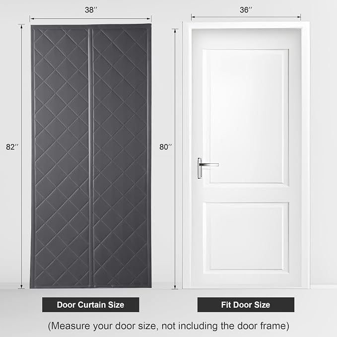 RYB HOME Summer Heat Blocking Thick Quilted Insulated Curtains, Thermal Insulated Curtains Room Divider for Energy Saving Window Treatment for Bedroom Living Room, W38 x L82, Grey, 1 Panel