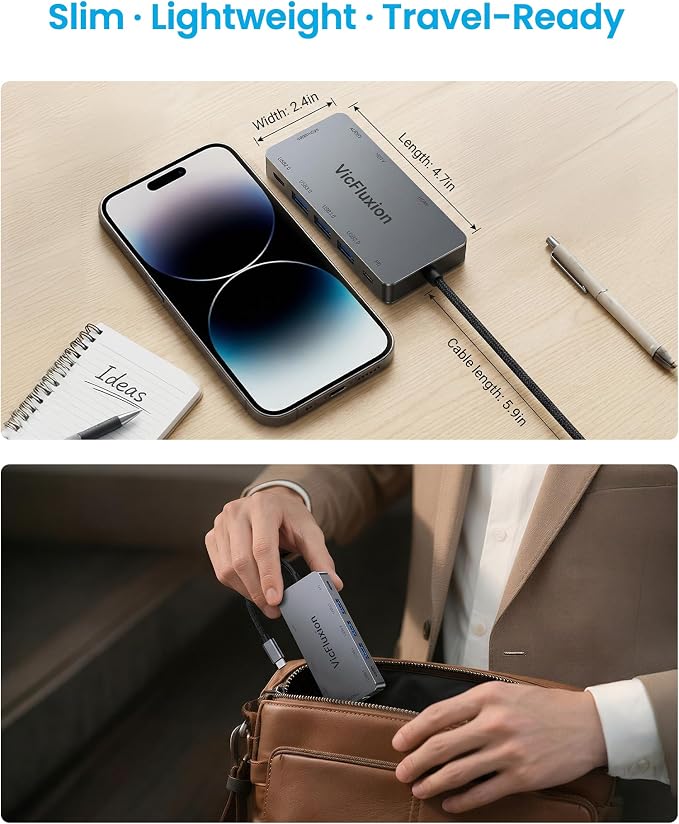 USB C Docking Station Dual Monitor, 9-in-1 USB Hub with 2 HDMI 4K@60HZ, 1×1000Mbps Ethernet, 3× USB 3.0, 1× Type C, 1× PD Charging, 1×3.5mm Audio, Dock for Laptop/Computer/Tablets/Windows