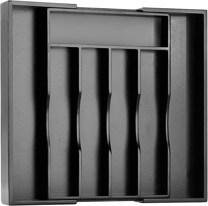 Black Silverware Organizer Kitchen Drawer Organizer Expandable Bamboo Utensil Holder Cutlery Tray for Kitchen Utensil and Flatware Bedroom Office