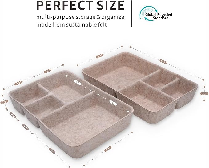 Drawer Organizer Tray 4-Compartment Nordic Oatmeal Felt Divider | Sustainable material soft yet sturdy,multi-purpose storage, sleek minimalist lifestyle