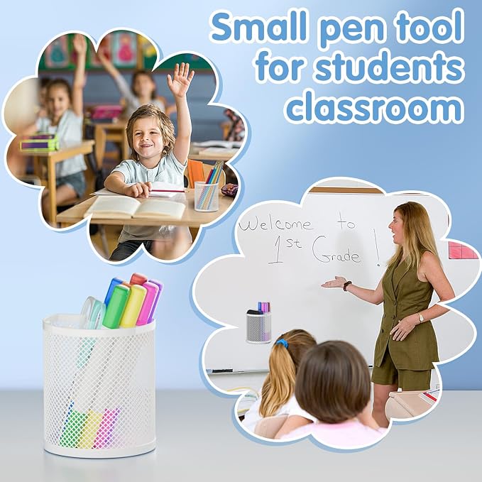 LUCYCAZ Magnetic Pencil Holder - Locker Accessories, 2 Pack Magnetic Pen Holder for Refrigerator for Home School and Office (White)