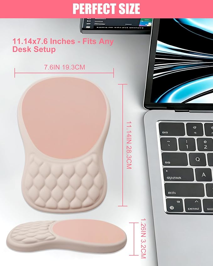 Ergonomic Mouse Pad with Wrist Rest, Slope Design Memory Foam Support, Smooth Lycra Surface, Non-Slip PU Base, Comfortable Mouse Mat for Office, Home, Computer Desk