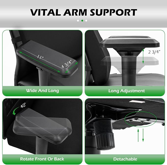 Extra Wide Seat Office Chair for Big and Tall 500lbs, with High Back Adjustable Headrest Lumbar Support Arms Wheels Heavy Duty (Breathable Fabric Seat)