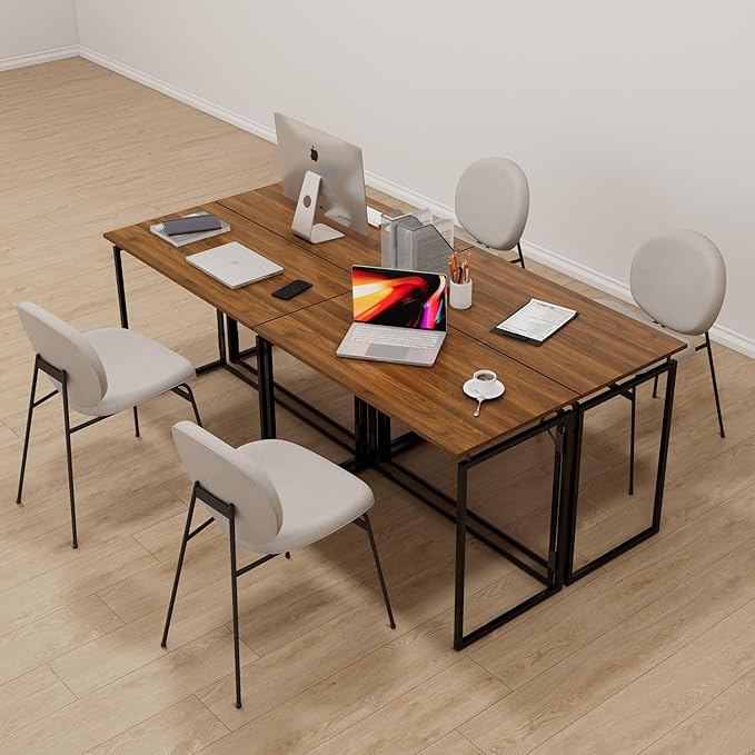 Folding Desk - 39.4” Wood Top Foldable Desk for Small Spaces | No Assembly Required Compact Desk for Home Office, Writing, and Study