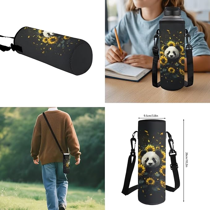 Kids Backpack Panda Floral Large Capacity School Bags and Lunch Box Set, Novelty Graphic Backpack for Middle School & Travel Back to School Supplies for Boys Girls 8-10