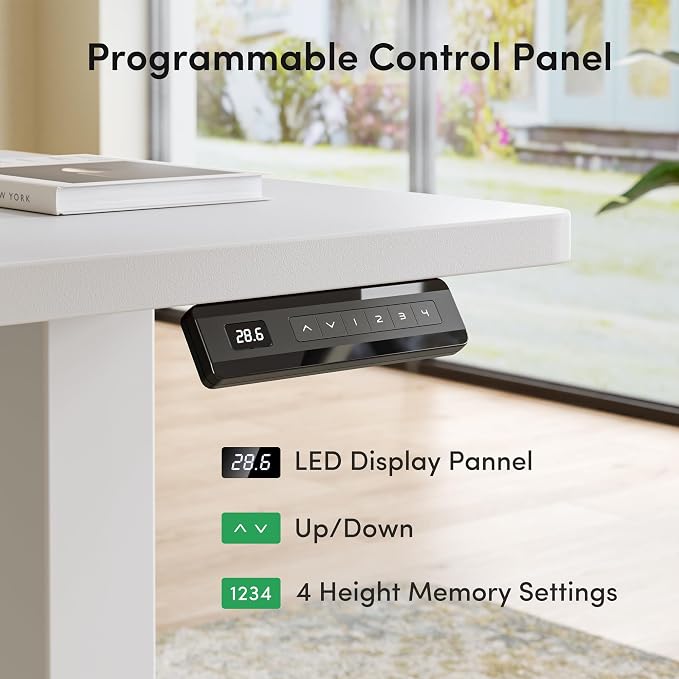 FEZIBO 63" x 55" L-Shaped Standing Desk - Adjustable Corner Desk L Shape, L-Shaped Adjustable Desk with Splice Board, L Shape Standing Desk, White