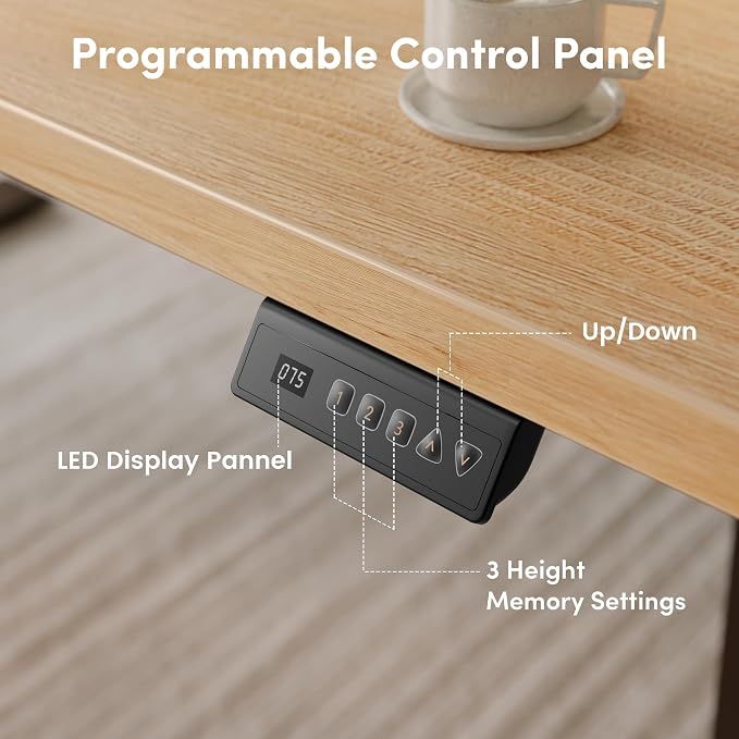 CubiCubi Standing Desk, 40 x 24 Inches Electric Height Adjustable Computer Desk, Sit Stand up Home Office Desk with Memory Presets, Maple