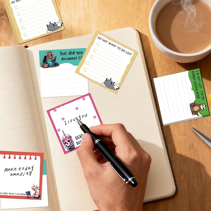 Funny Sticky Notes Gifts - 9 Pack Colorful Funny Notepads for Work 3x3 Inch, Fun Self-Adhesive Memo Pads Work Gag Gifts for Coworkers Students, Sarcastic School Office Supplies (450 Sheets)