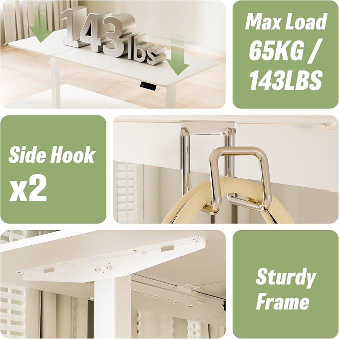 ERGOMAKER 55"x24" Standing Desk, Height Adjustable Sit-Stand Office,White | Electric Adjustable Standing Desk, Sit to Stand Computer Office Desk with Splice Board, Memory Preset, Lifts 28.7''-46.5"