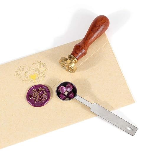 Yoption 360 Pcs Purplish Red Sealing Wax Beads Set for Wax Seal Stamp with Candles and Melting Spoon