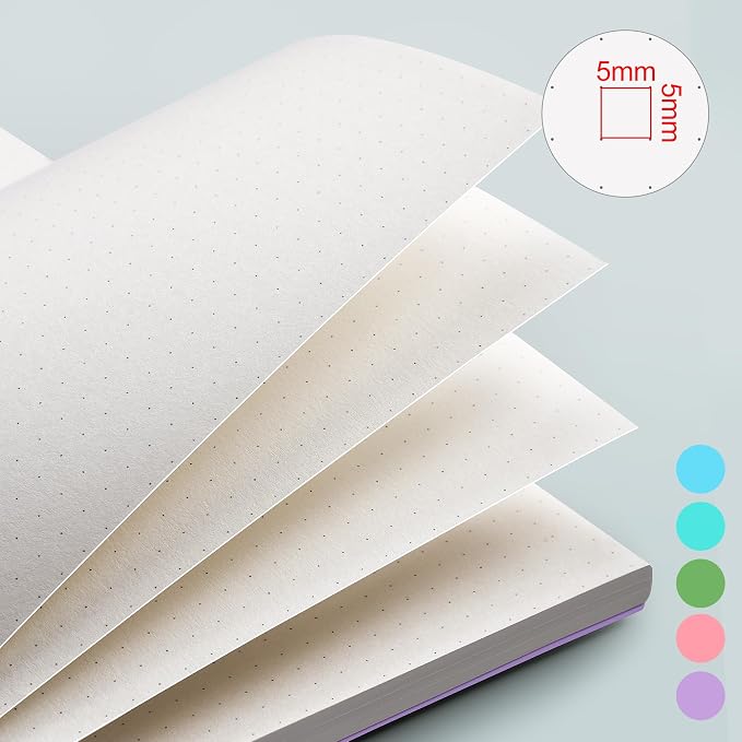 EMSHOI Dotted Journal Spiral Notebook, 300 Pages, A4 Large 8.27"x11.2", 100 GSM Thick Paper, Flexible Plastic Cover, 5mm Dot Grid Notebook for Journaling, Planning, Drawing, Writing, Light Blue