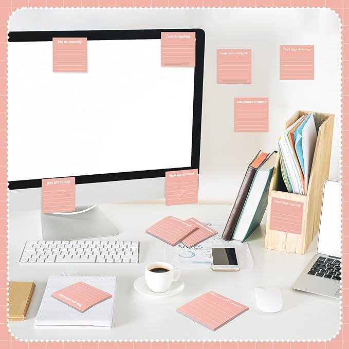 Yinder 24 Pcs Inspirational Sticky Notes Thank You Gift Motivational Sticky Note Pad Employee Appreciation Gift Bulk for Staff Coworker Teacher Nurse Office Groups 3 x 3'' (Inspirational,Rose Gold)