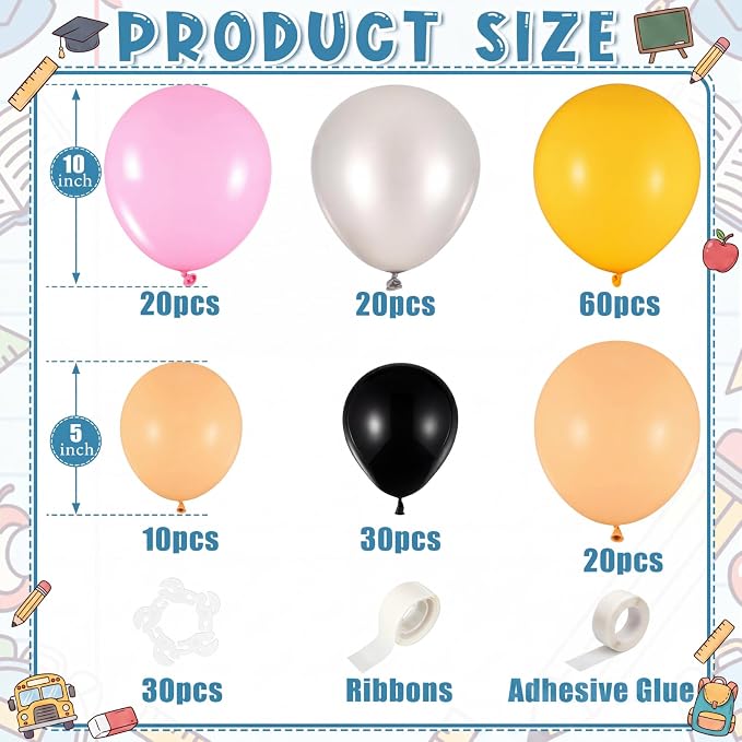 SmoothNovelty 193 Pcs Back to School Arch Backdrop Cover, 7.2 ft Notebook Arch Cover and Pencil Balloons Stand Kit Welcome Back Background Party Supplies Decor for First Day of School Kindergarten