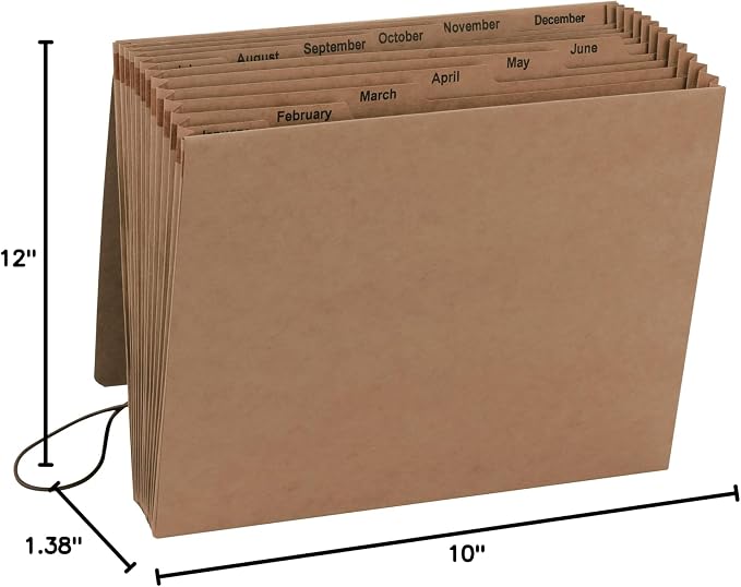 Smead Expanding File with Flap and Cord Closure, 12 Pockets, Monthly (Jan-Dec), Letter Size, Kraft (70186) (Pack of 5)