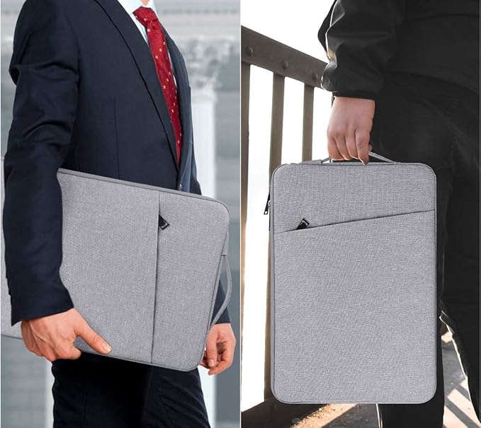 15.6-16 Inch Laptop Sleeve Case for Dell 16 Plus/HP Omnibook 16/Pavilion Envy/Lenovo ThinkPad IdeaPad Computer Bag, Light Grey