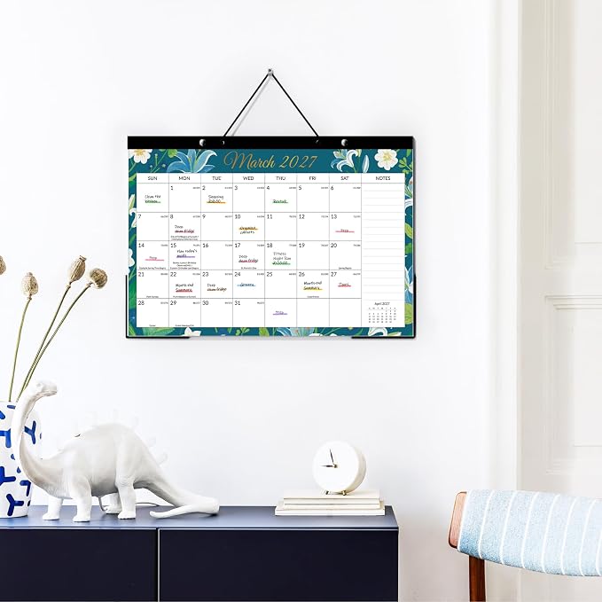 SUNEE Desk Calendar 2026-2027 17" x 12", 18 Month Calendar Jul. 2026 - Dec. 2027, Calendar 2026-2027 With Notes, for Planning, Organizing in Family, School or Office - Colorful Floral