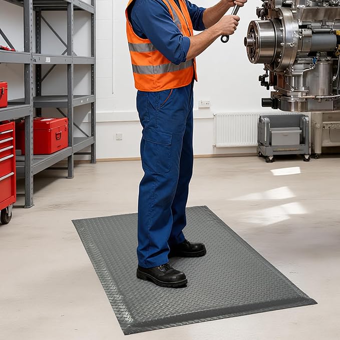 Anti Fatigue Mats Industrial 3' x 7' 15/16" Thick Ergonomic Standing Mat Commercial Kitchen Mat Heavy Duty Diamond Plate Shop Floor Mat Helps Relieve Back and Leg Soreness