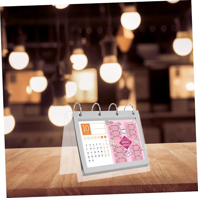 MAGICLULU Turning Table Card Acrylic Paper Holder Multi-Page Flip Menu Display Holder Acrylic Display Flip Calendar Stand Advertising Display Stand Poster Holder Menu Holder Transparent Iron