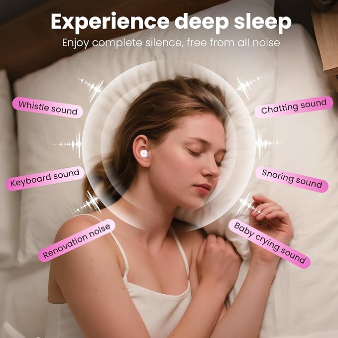 Ear Plugs for Sleeping,Noise Cancelling Earbuds for Concerts,Pink Purple | 4 Sizes of Reusable Soft Silicone Earplugs, 30dB Comfortable Fit Earplugs