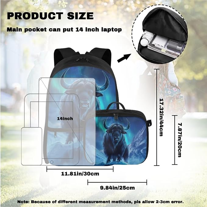 Doojoayie Cool Highland Cow Backpack for Girls with Lunch Box Trendy 2025 Kids School Bag for Summer Elementary School Backpack for Girls Bookbag with Insulated Lunch Box