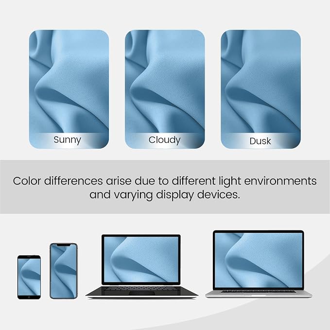 Blackout Heat Blocking Window Shades for Bedroom Darkening - Uv Light Blocking Heat Reducing Curtains for Energy Efficient Saving - Sky Blue Curtains 52 x 96 Inch Length 2 Panels
