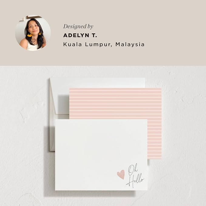 Minted Signed Heart Stationery Cards,10 Ct,Blank Cards and Envelopes For Thank You Notes, Invitations & Handwritten Messages, Note Cards Set, Gifts for Women, Blush Pink Color