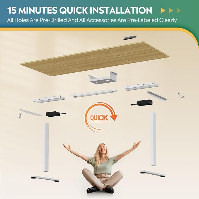 DEVAISE 71 Inch Standing Desk with Split Top, Ergonomic Computer Desk, Maple