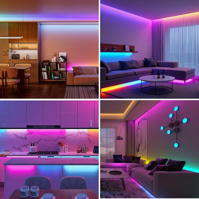 BTF-LIGHTING WS2811 Smart IC RGB FCOB COB LED Strip, UL Listed 630LEDs/m High Density Color Chasing Uniform Light, DC24V 16.4FT 10mm Width Black PCB for Home Party DIY Decor(No Adapter or Controller)