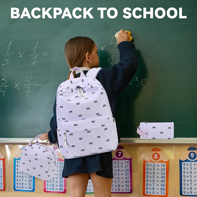 LEDAOU Backpack for Girls School Bag Kids Bookbag Teen Backpack Set Daypack with Lunch Bag and Pencil Case | Kids