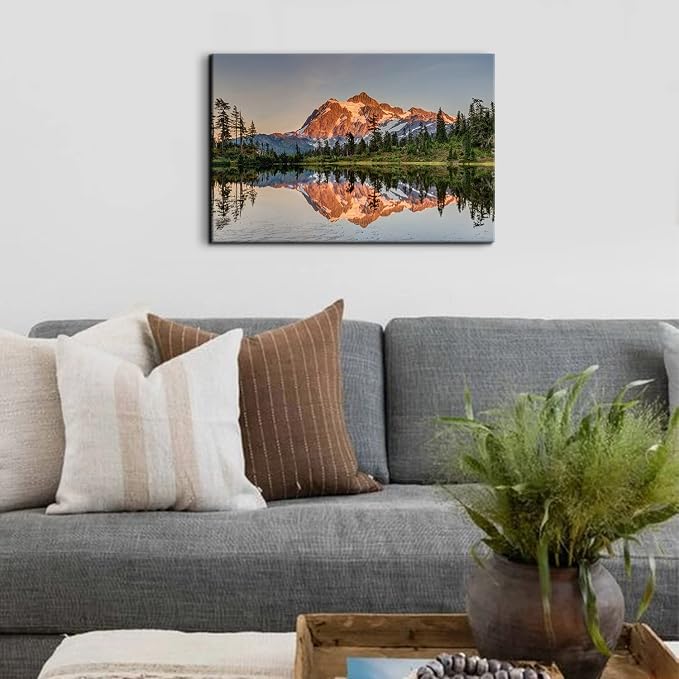 Forest Mountain Landscape Wall Art for Bedroom Living Room Decorations Nature Wall Decor Rustic Pine Tree Picture Woodland Painting Canvas Prints Wilderness Photography Posters Framed Artwork 16x24"