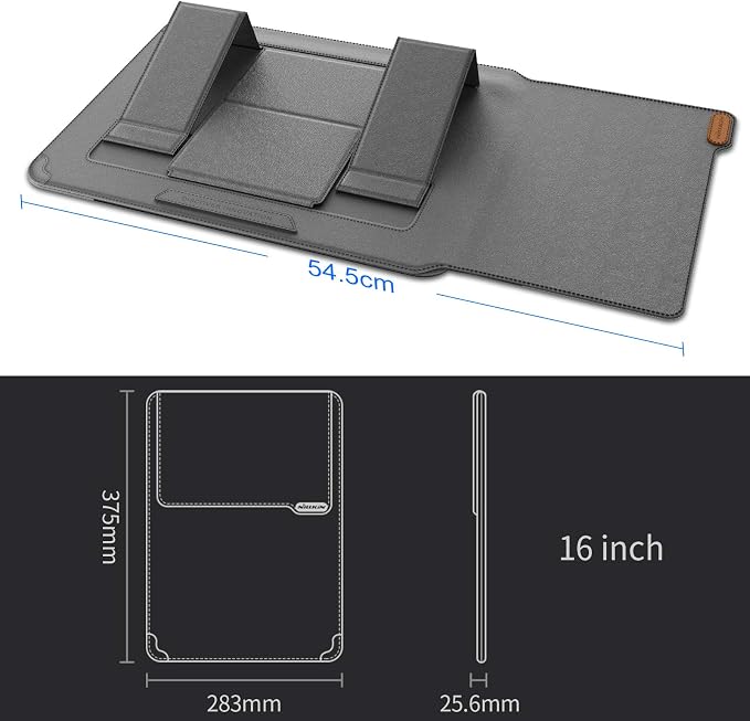 Nillkin Laptop Sleeve 15.6 inch (3-in-1), MacBook Sleeve with Adjustable Stand & Mouse Pad, 2 Stand Modes, 15 inch Laptop Case, Slim MacBook Accessories for Samsung/Surface/Chromebook 13-15.6'', Gray