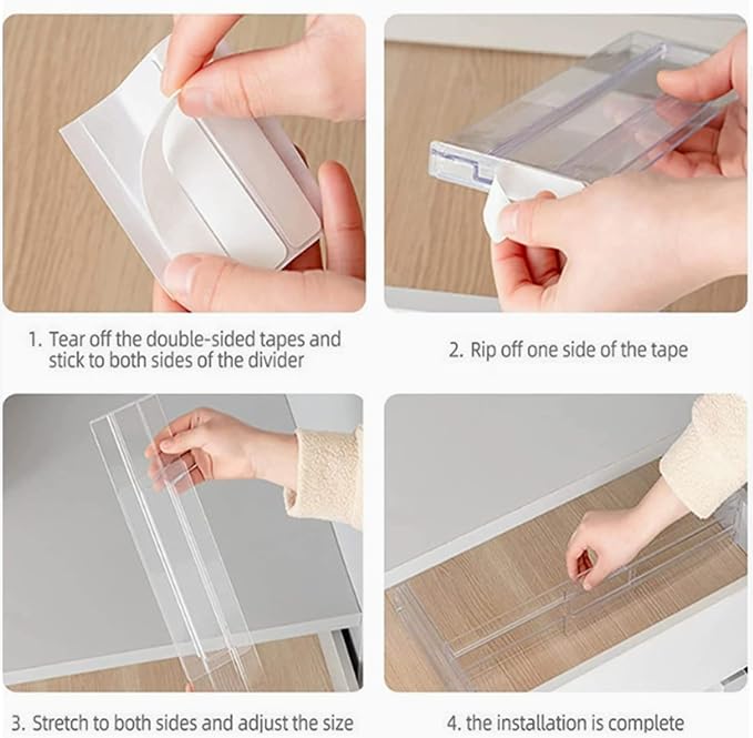 Guo's hyekbe 8 Pack 3.2 Inch Tall ABS Drawer Divider -Expandable from 10.9-20.5''-Adjustable Dresser Drawer Plastic Organizer Separators for Flatware, Utensil, cosmetics,Underwear,office supplies