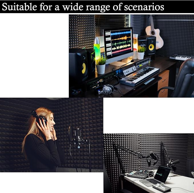 4 Pack Acoustic Foam,48x24x2 Inch Sound Proof Panel for Walls,High Density Fire Resistant Soundproof Panels for Home,Studio,Reducing Noise & Echo