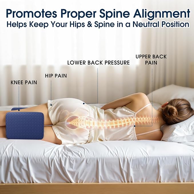 BlissTrends Memory Foam Knee Pillow, Knee Pillow for Side Sleepers, Leg Pillows for Sleeping Blood Circulation, Elevation Pillow for Spine Aligning, Sciatica, Hip, Knee, Ankle Pain, Blue, X-Large