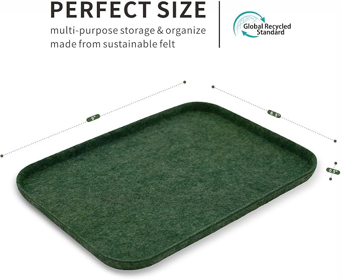 Felt deep Storage Bins lidded Drawer Organizer Caddy for junk stuff stationery makeup jewelry closet bathroom minimalist lifestyle (Forest Green Lid, S)