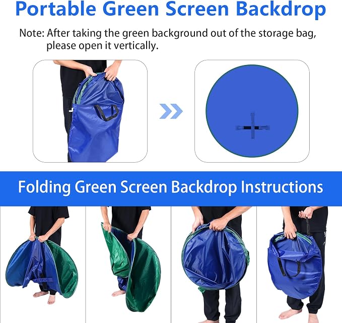 Portable Green Screen - 56" Greenscreen Backdrop with Stand & Reversible Blue Screen for Streaming, Gaming, Zoom & Video Chat