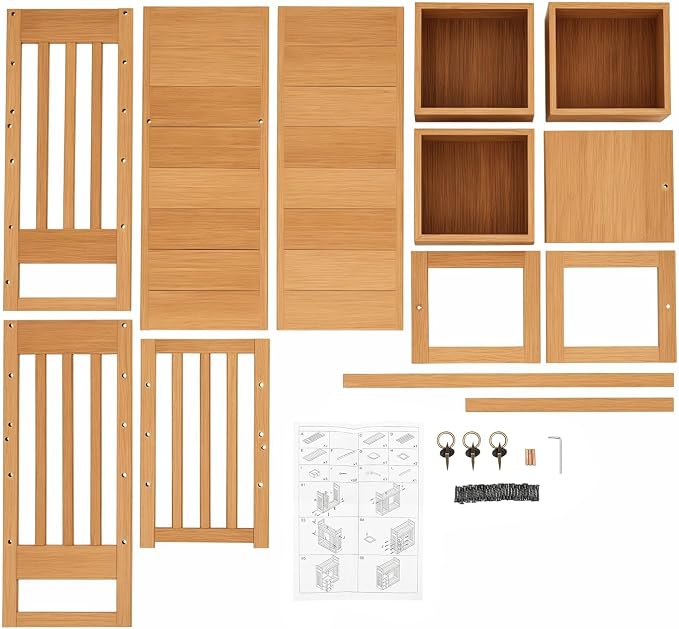 Bamboo Desktop Bookshelf, Desk Organizer Display Shelf with 3 Drawers, Counter Top Bookcase Wood Tone Display Shelf Rack Multipurpose Bookshelf for Home Office