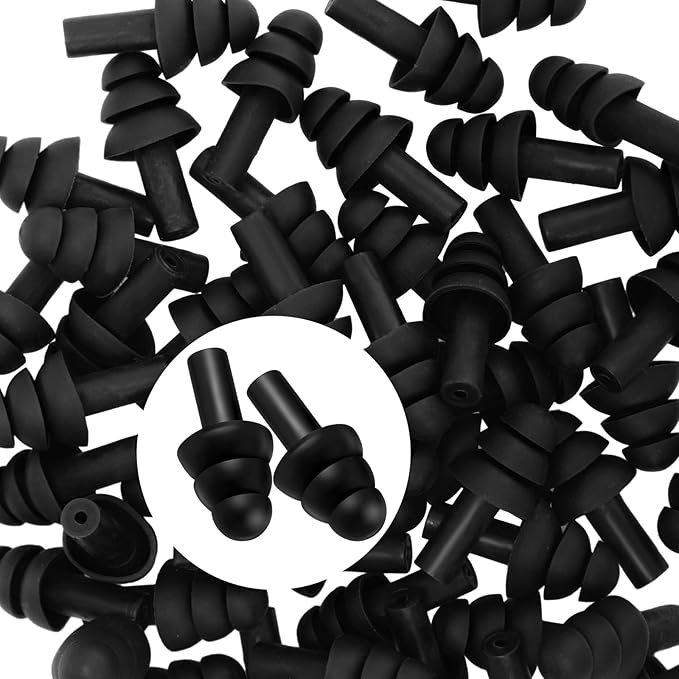TrelaCo 200 Pairs Silicone Ear Plugs Bulk, Nrr 32db Reusable Waterproof Soft Ear Plugs for Sleeping Noise Swimming Hearing Protection Earplugs Shooting Construction Hunting Music Concerts(Black)