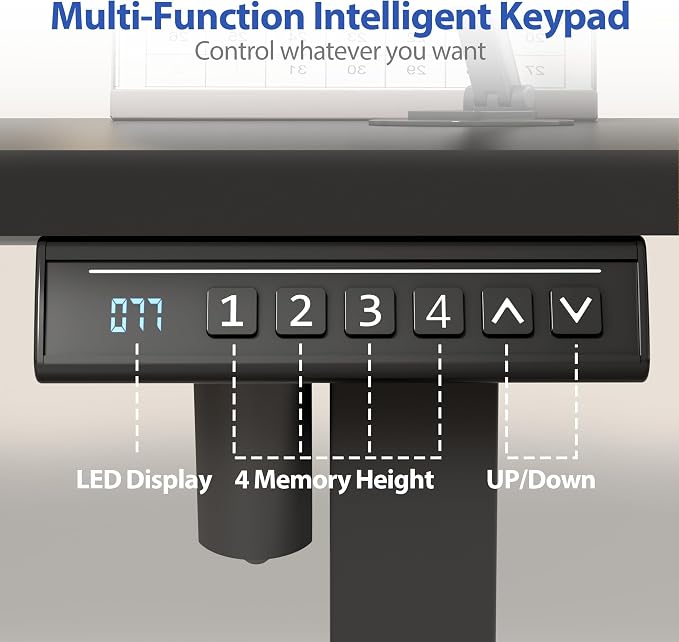 YESHOMY Height Adjustable Electric Standing Desk, 55 x 24 Inches Memory Home Office Sit Stand up Desk with Phone Holder and USB Charging Port, Black