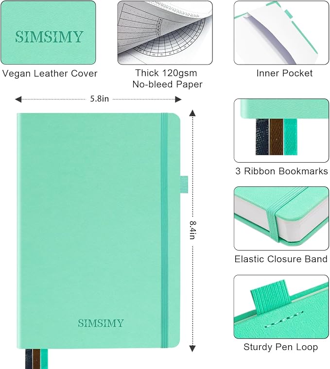 Premade Bullet Dotted Journal Notebook, Pre-made Dot Grid Journaling with Undated Weekly & Monthly Planner - 12 Month Organization for Habit / Mood / Meals / Sleep / Exercise Trackers,