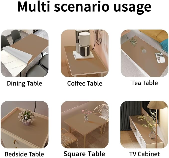 Faux Leather Table Cover,1.8mm Thick,30x48 Inch Desk Cover,Large Desk Mat,Table Protector,Table Cover Protector,Dining Table Cover Protector,XL Desk Mat(Khaki+Silvery,30x48)