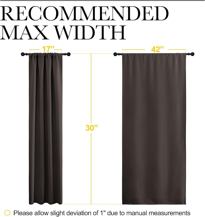 NICETOWN 2 Panels Blackout Curtains, Rod Pocket Thermal Insulated Drapes for Kitchen, Heavy Duty Small Window Treatment for Dorm Room, Studio Apartment, Basement (Toffee Brown, W42 x L30)