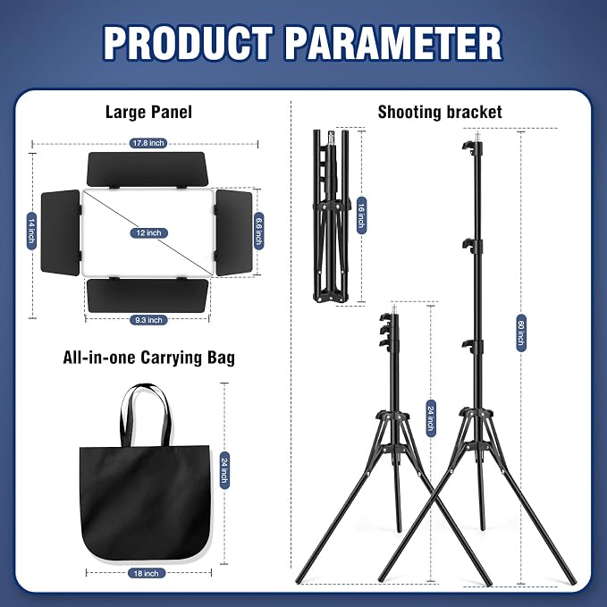 LED Video Light Kit, Studio Light with 2500k-8500k for Filming Camera Photo Recording Stage Shooting Streaming YouTube TikTok