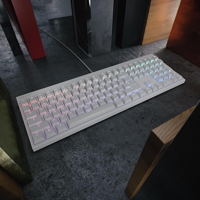 Cherry Xtfy MX 2.0S Wired Gaming Mechanical Keyboard with New MX2A Switches. (White, MX2A Blue)