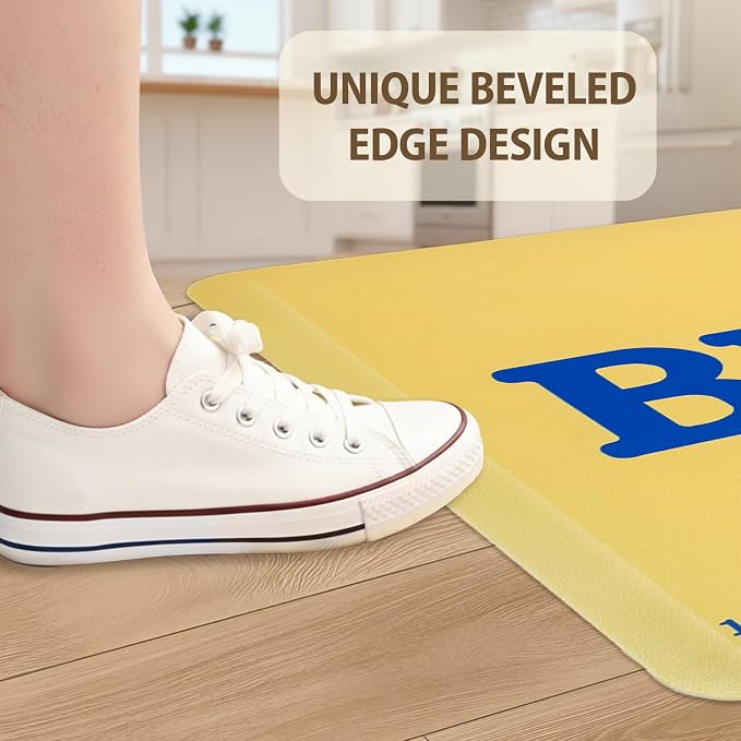 MSJGA Butter Rug Kitchen Rugs Floor Cushioned Anti-Fatigue Mat 17.3"x28" | Non-Slip Standing Desk Mat, Comfort Floor Mats for House Sink Office Laundry, Waterproof, Yellow
