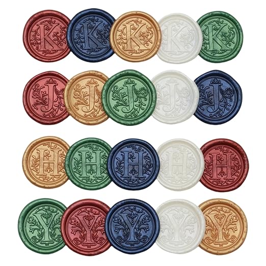 Initial Alphabet Wax Seal Stamp Kit, Retro Letter Sealing Stamp with 150Pcs Sealing Wax Beads Spoon Pen Set for Wedding Invitations Cards Envelopes (J)