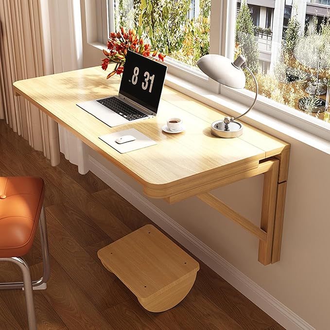 Wall Mounted Folding Table, Floating Desk for Small Spaces,Solid Wood Bracket Laundry Folding Table,Wall Folding Desk,Home Bars and Dining Establishments,50 * 30cm/19.6 * 11.8in