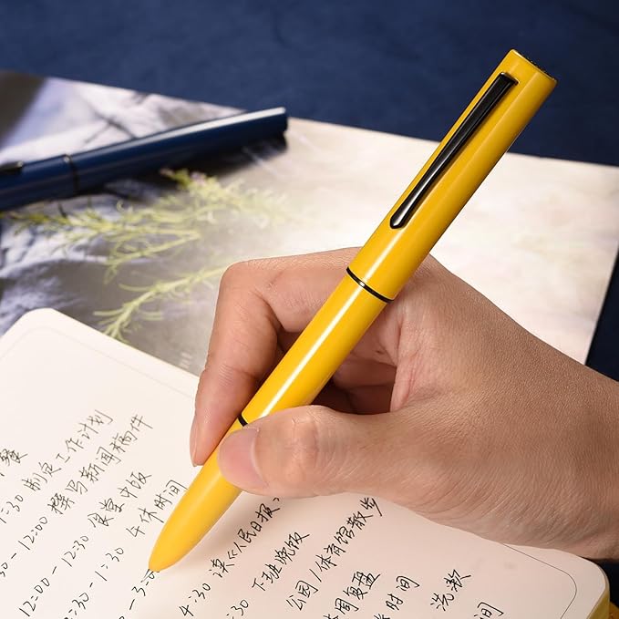 HONG DIAN C1 Fountain Pen Extra Fine Nib, Dark Blue & Classic Retro Design Metal Pen with Ink Converter