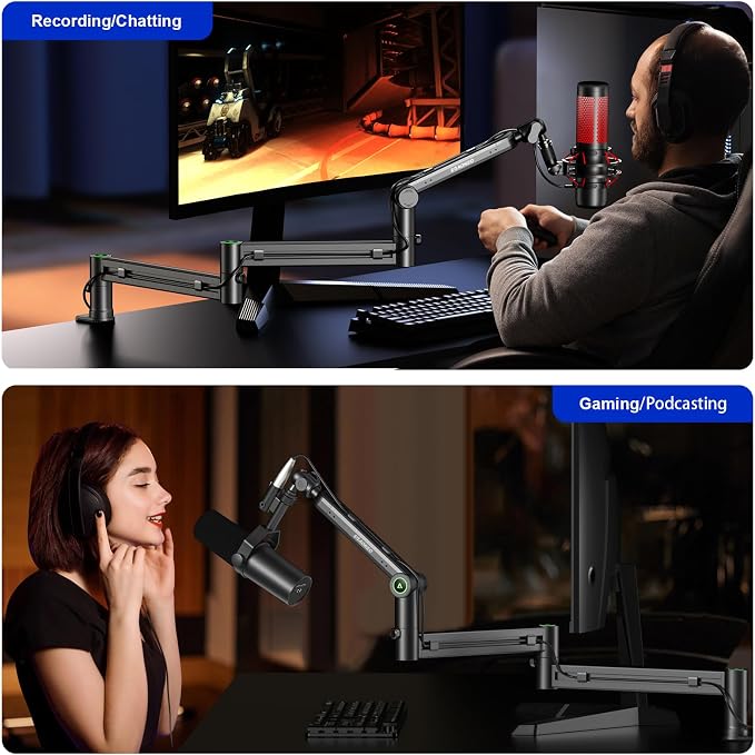 Microphone Arm,Aokeo AK-58i Desk Low Profile Mic Boom Arm Stand,Suitable For Blue Yeti,Snowball iCE,HyperX QuadCast,SoloCast,Elgato Wave,Etc
