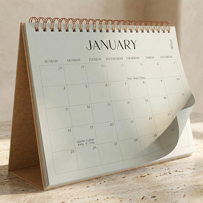 Aesthetic Desk Calendar 2026-2027 - Runs from January 2026 until July 2027 - Beautiful Small 26-27 Flip Desktop Calendar for Easy Organizing